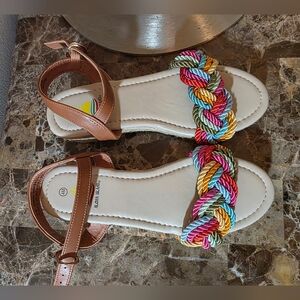 *NWOB* Aloha Island • Colorful Braided Sandals with Brown Straps. Sz 4M.